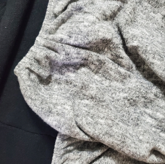 EUC Soft Brushed Cotton Gray Bodycon Dress Bell Poet Sleeves V-Neck Sz L 10/12 - Picture 4 of 6